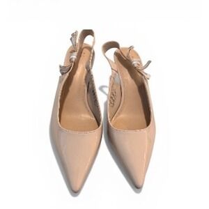 Target Nude Patent Slingback Kitten Heel Pumps with Bow Detail Size 10